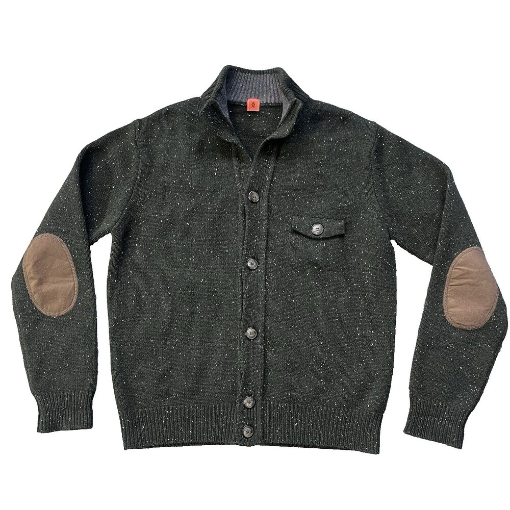 VTG Martin Dingman Italian Wool Cardigan Sz M Marled Green Rare Quiet Luxury